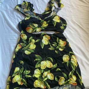3/$15 Honey Punch Lemon Two Piece Skirt Set